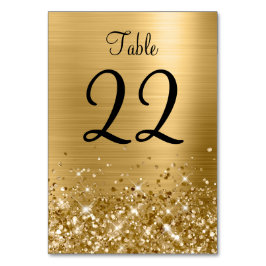 Tarjeta De Mesa Boda Purpurinoso de Relieve metalizado dorado