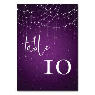 Tarjeta De Mesa Boda Real Purple String Lights