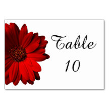 Tarjeta de mesa Boda Red Gerbera Daisy