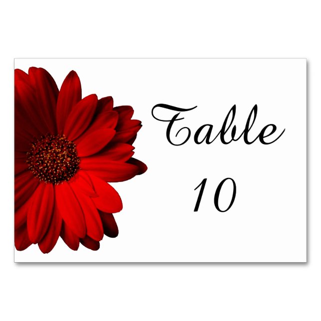 Tarjeta de mesa Boda Red Gerbera Daisy (Anverso)