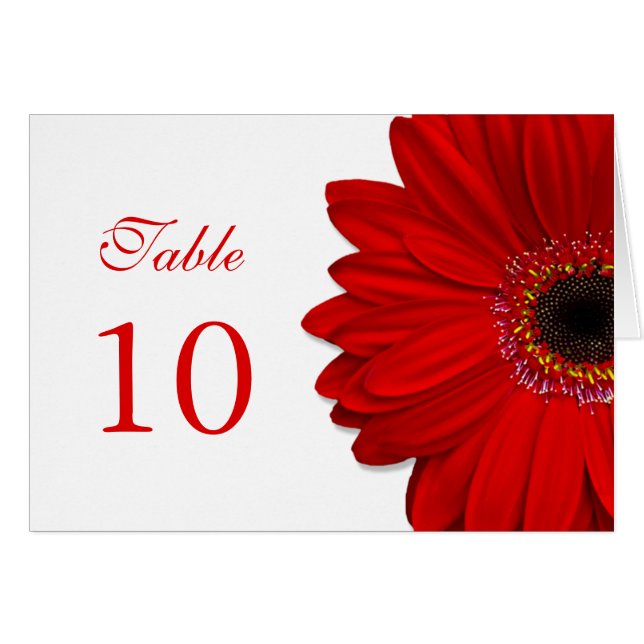 Tarjeta de mesa Boda Red Gerbera Daisy (Anverso (Horizontal))