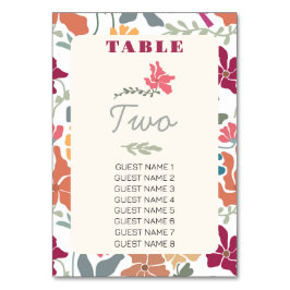 Tarjeta De Mesa Boda Retro de Época Media Floral Boho Chic