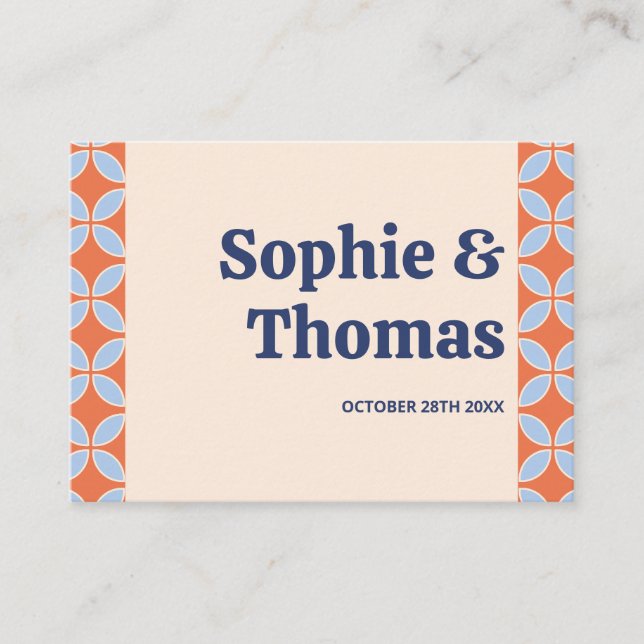 Tarjeta De Mesa Boda retro de mediados del siglo (Anverso)