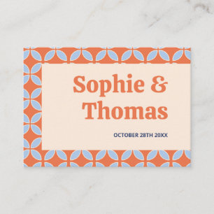 Tarjeta De Mesa Boda retro de mediados del siglo