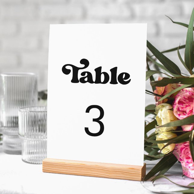 Tarjeta De Mesa Boda retro elegante en blanco y negro (Subido por el creador)