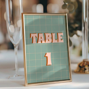 Tarjeta De Mesa Boda Retro Groovy Colorful Wavy Boho