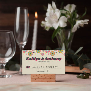 Tarjeta De Mesa Boda Retro Groovy de Flower Power 70