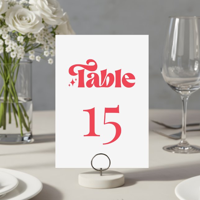 Tarjeta De Mesa Boda retro moderno rojo y blanco (Subido por el creador)