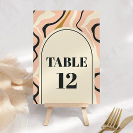Tarjeta De Mesa Boda Retro Swirl Arch Pink Black Gold Cream