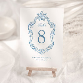 Tarjeta De Mesa Boda Rococó Azul Vintage