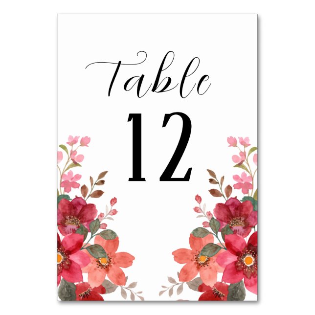 Tarjeta De Mesa Boda Roja Atemporal (Anverso)