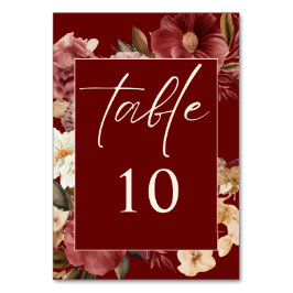 Tarjeta De Mesa Boda rojizo romántico de borgoña y cobre