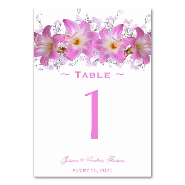 Tarjeta De Mesa Boda Romantic Belladonna Lilies (Anverso)