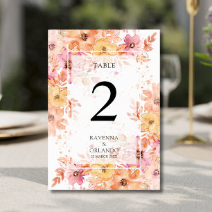Tarjeta De Mesa Boda Romántica Botánica Jardín Floral Pastel