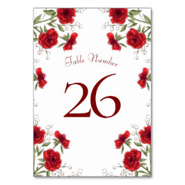 Tarjeta De Mesa Boda Romántica con Rosas Rojas