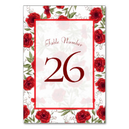 Tarjeta De Mesa Boda Romántica de Rosa Roja