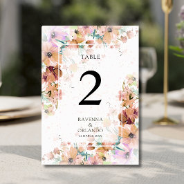 Tarjeta De Mesa Boda Romántica Floral Botánica Tono Tierra