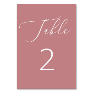 Tarjeta De Mesa Boda Romántica Minimalista con Letra Script Rosa