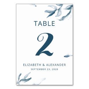 Tarjeta De Mesa Boda romántico de color azul