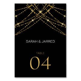 Tarjeta De Mesa Boda romántico de cuerda dorada