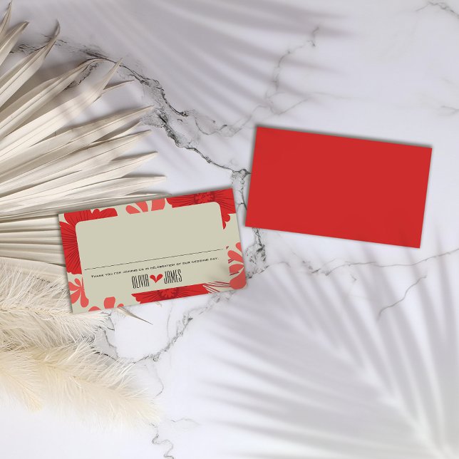 Tarjeta De Mesa Boda Romántico de Floral Roja (Subido por el creador)