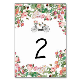 Tarjeta De Mesa Boda Romántico de Flores de Bicicleta Vintage y Av