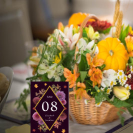 Tarjeta De Mesa Boda romántico de otoño en Dahlia