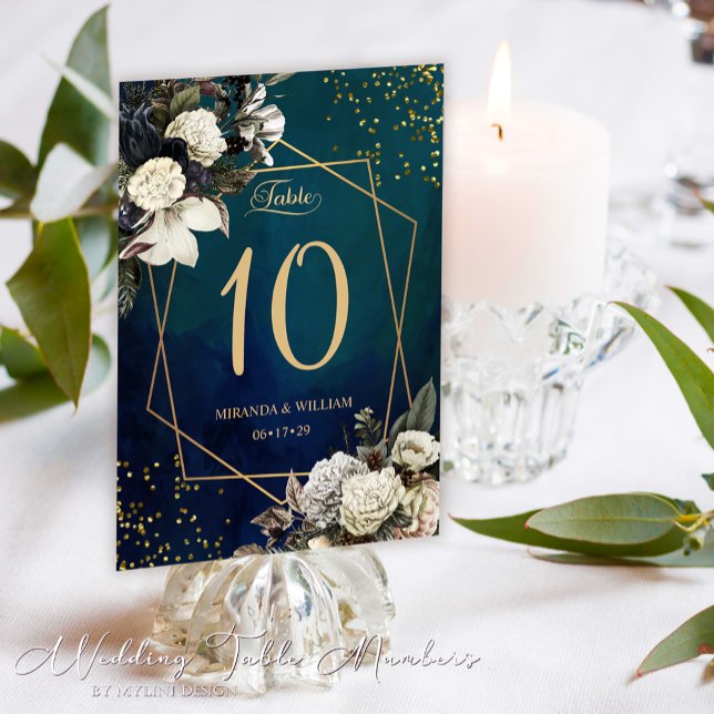 Tarjeta De Mesa Boda Romántico Floral Gold Wreath (Subido por el creador)