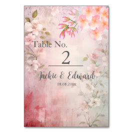 Tarjeta De Mesa Boda Romántico Floral Rosa