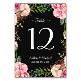 Tarjeta De Mesa Boda Romántico Floral Rosa Número de tabla