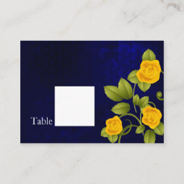 Tarjeta De Mesa Boda rosa azul oscuro y amarillo