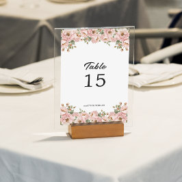 Tarjeta De Mesa Boda rosa Coquette Floral Rubor