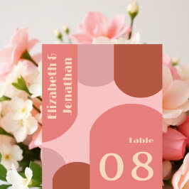 Tarjeta De Mesa Boda rosa de coral de los arcos retro