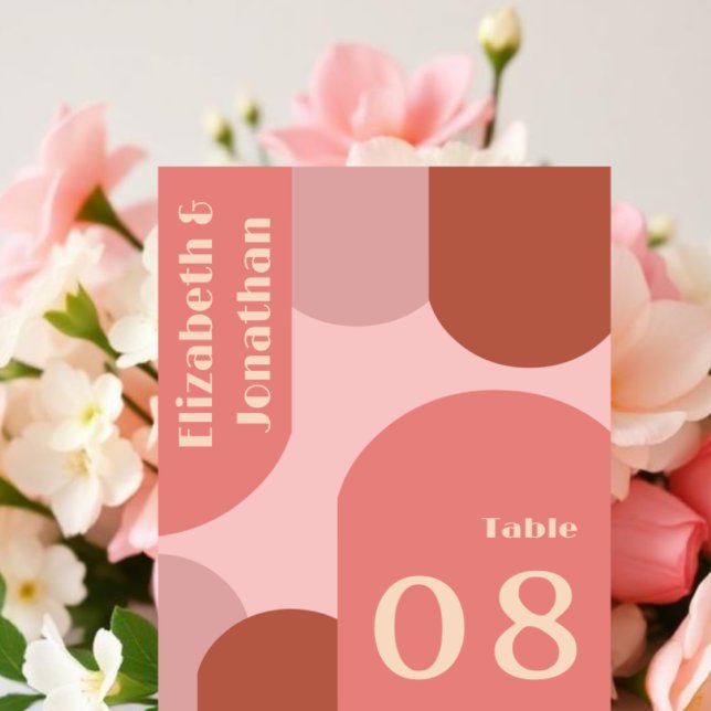 Tarjeta De Mesa Boda rosa de coral de los arcos retro (Subido por el creador)