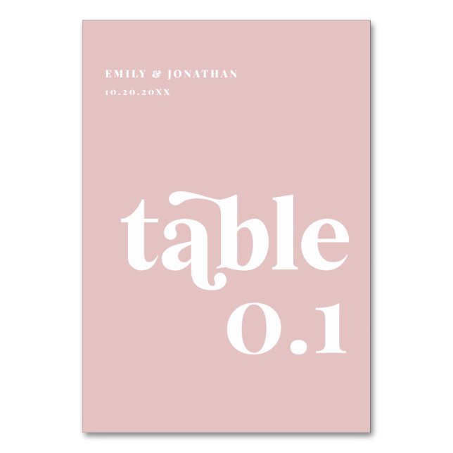 Tarjeta De Mesa Boda Rosa Dusty (Anverso)