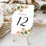 Tarjeta De Mesa Boda Rosa elegante<br><div class="desc">Añada un toque de elegancia a su recepción nupcial con nuestras elegantes tarjetas de mesa boda Rosa Watercolor Peach. Con delicados rosas de melocotón y marfil con un frondoso follaje, estas tarjetas muestran con gusto el número de la mesa en ambos lados. Perfecto para guiar a sus huéspedes a sus...</div>