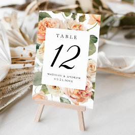 Tarjeta De Mesa Boda Rosa elegante