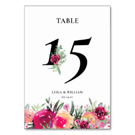Tarjeta De Mesa Boda rosa floral acuarela