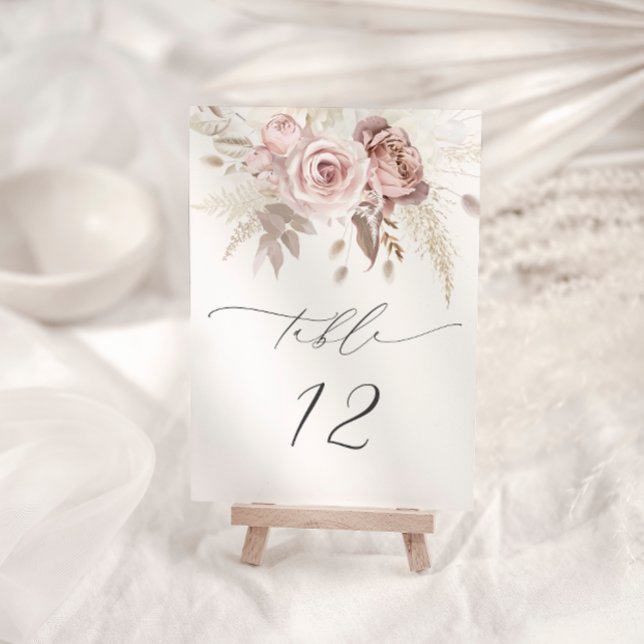 Tarjeta De Mesa Boda Rosa Floral Rubor Pink Dusty (Subido por el creador)