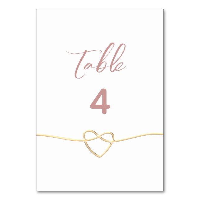 Tarjeta De Mesa Boda Rosa Minimalista (Anverso)