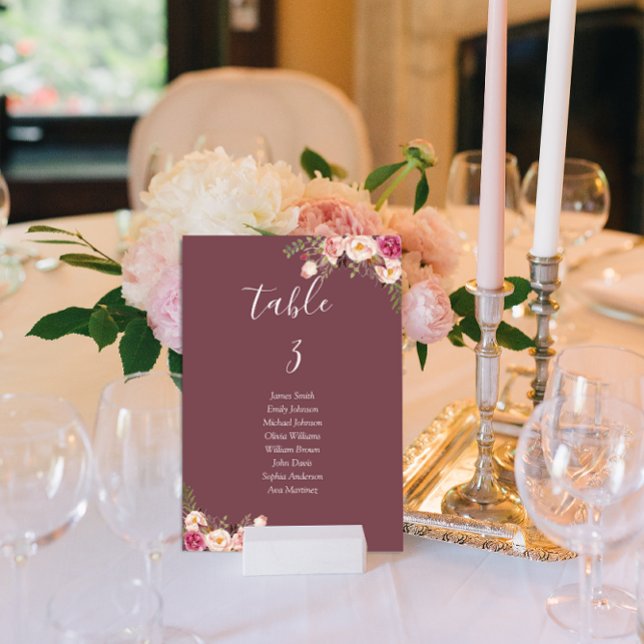 Tarjeta De Mesa Boda rosa mínimo de Rubor floral (Subido por el creador)