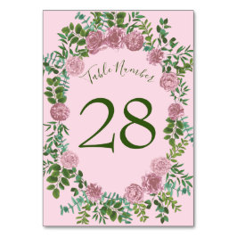 Tarjeta De Mesa Boda Rosa Pastel Rosas Florales Vintage