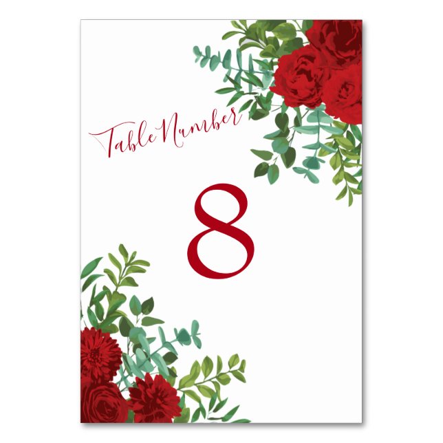 Tarjeta De Mesa Boda Rosa Rojo Elegante Clásico (Reverso)