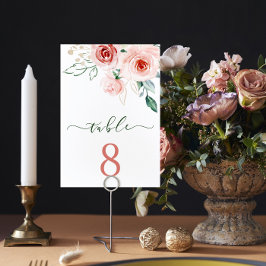 Tarjeta de mesa Boda rosa rosa