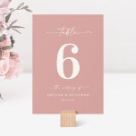 Tarjeta De Mesa Boda rosa Rosa de color sólido simple y turbio<br><div class="desc">Sencillo Color Sólido Rosa Polvoriento De La Recepción De Boda Rosa Números De Mesa De La Cena. Esta moderna tarjeta de mesa de moda es sencilla, clásica y elegante, con un color de fondo sólido y un tipo de letra caligrafía con bonito con cruz. Mostrado en la nueva autopista. Disponible...</div>