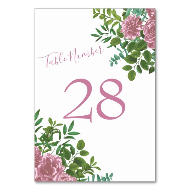 Tarjeta De Mesa Boda Rosa Rosa Rosa Floral Pastel Primavera (Reverso)