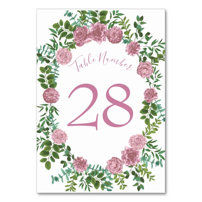 Tarjeta De Mesa Boda Rosa Rosa Rosa Floral Pastel Primavera (Reverso)
