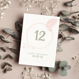 Tarjeta De Mesa Boda rosa Rubor de mariposa de estilo Art Nouveau