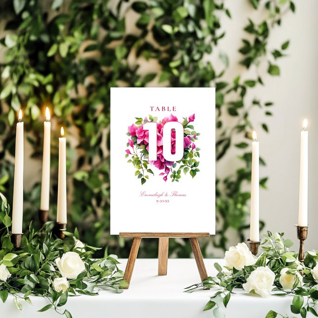Tarjeta De Mesa Boda Rosa Salvaje Magenta  (Subido por el creador)