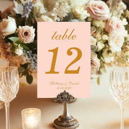 Tarjeta De Mesa Boda Rosa Simple Caligrafía Dorada